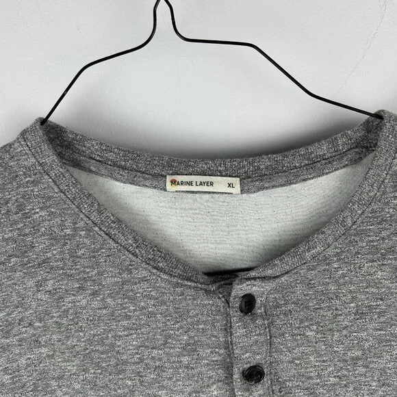 Marine Layer Henley Shirt Mens XL Gray Long Sleeve Pullover Casual Top - Picture 3 of 9